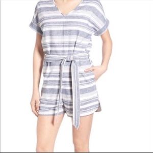 MADEWELL Perimeter V-neck Romper in Stripe